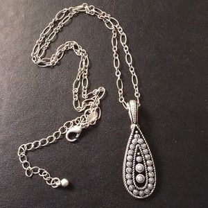 SS necklace & pendant w/ faceted Angelite stones.